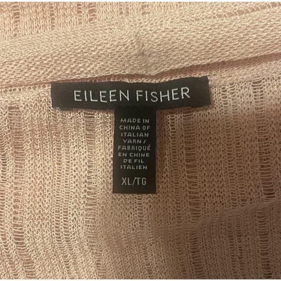Eileen Fisher Women's XL Pink Knit Organic Linen Crepe Long Open Cardigan EUC - Picture 3 of 4
